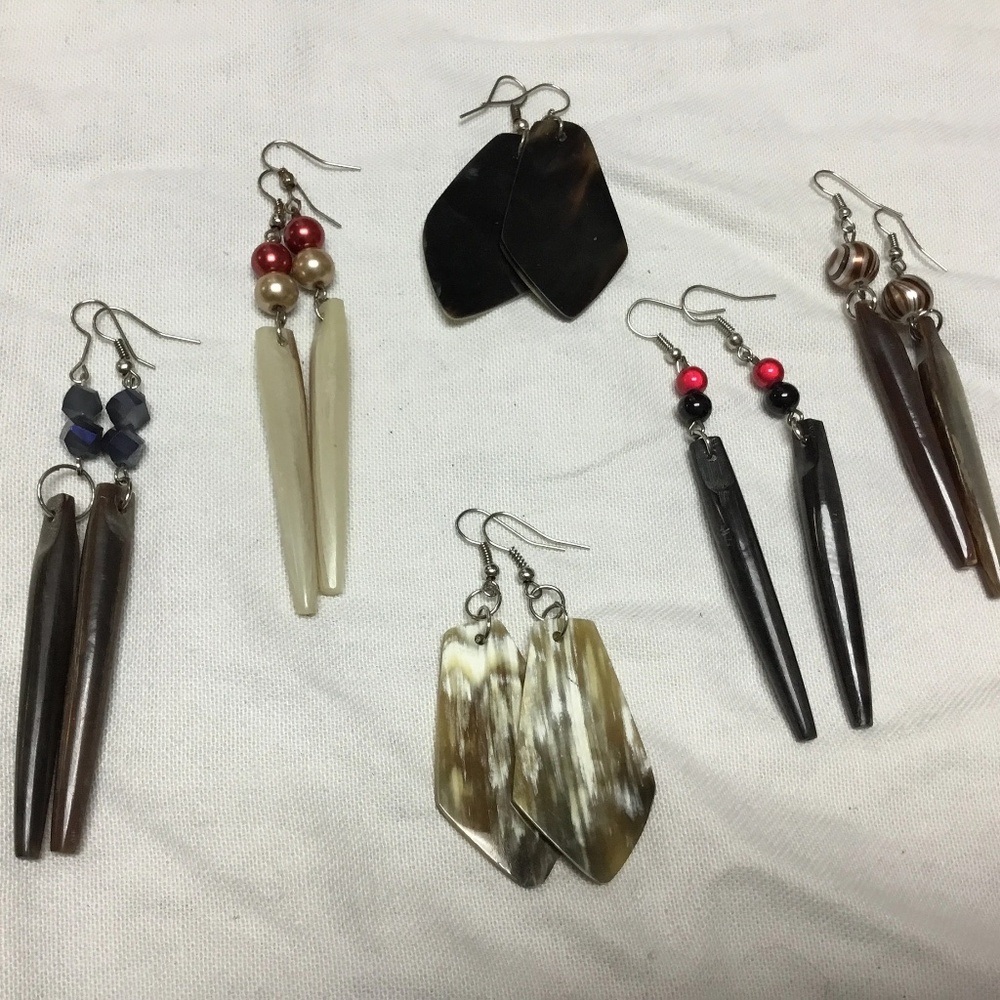 BUNDLE: Ivory Bone Reversible Vintage Dangle Drop Earrings (Multiple Styles)